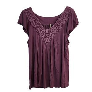 Olivia Moon Purple V-Neck Top, XL